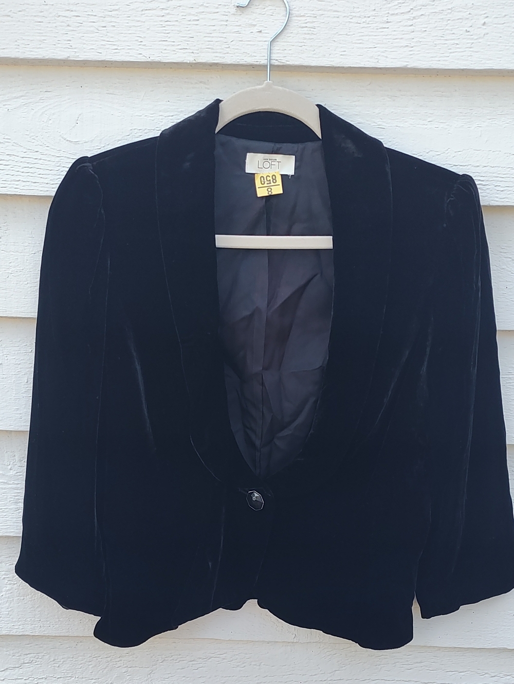 LOFT Black Velvet Cropped Blazer